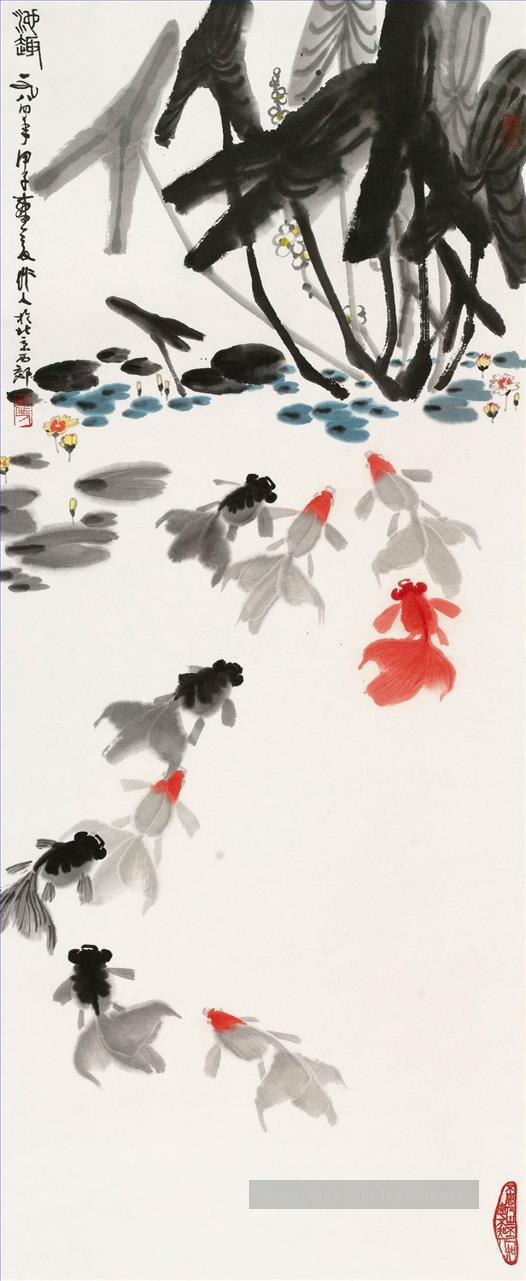 Wu Zuoren Happyness de l’étang 1984 vieille Chine encre Peintures à l'huile